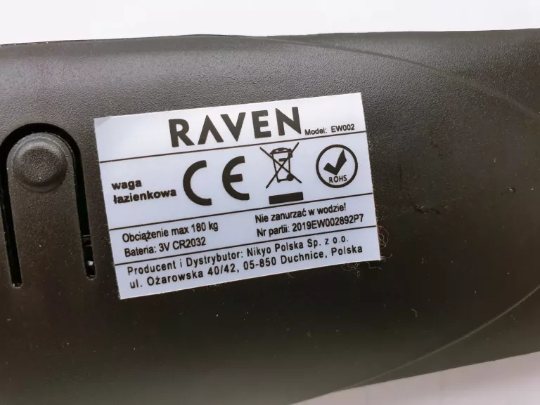 WAGA ELEKTRONICZNA ŁAZIENKOWA RAVEN EW002