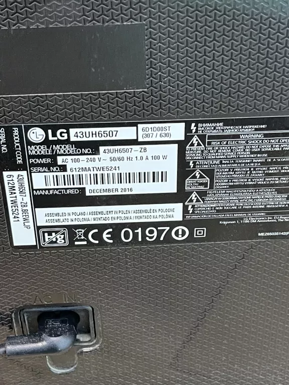 TV LG 43UH6507 - USZKODZONY