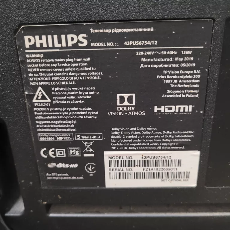 TELEWIZOR PHILIPS 43PUS6754 OPIS!!!