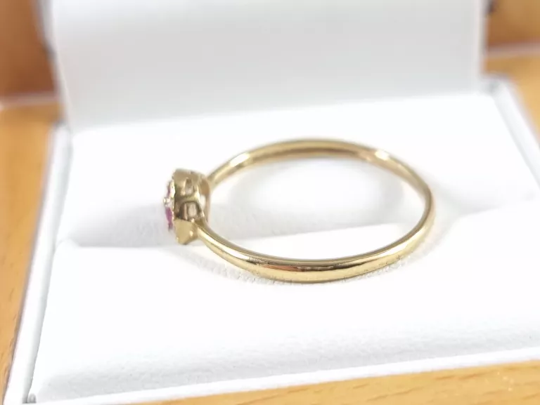 ZŁOTY PIERŚCIONEK DIAMENTY RUBIN 1,13G R17 375
