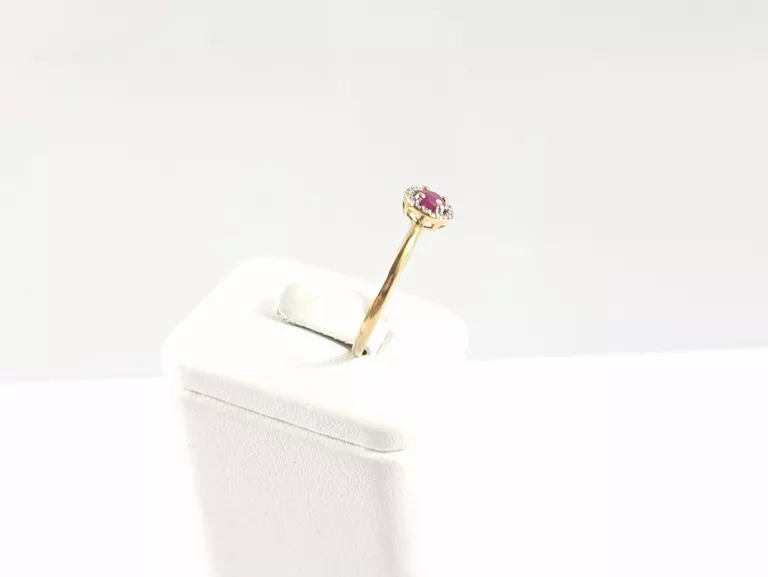 ZŁOTY PIERŚCIONEK DIAMENTY RUBIN 1,13G R17 375