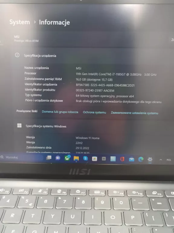 LAPTOP MSI PRESTIGE 14 EVO A11M 16/512,I7,WIN11
