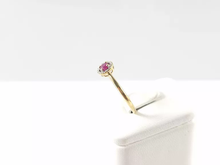 ZŁOTY PIERŚCIONEK DIAMENTY RUBIN 1,13G R17 375