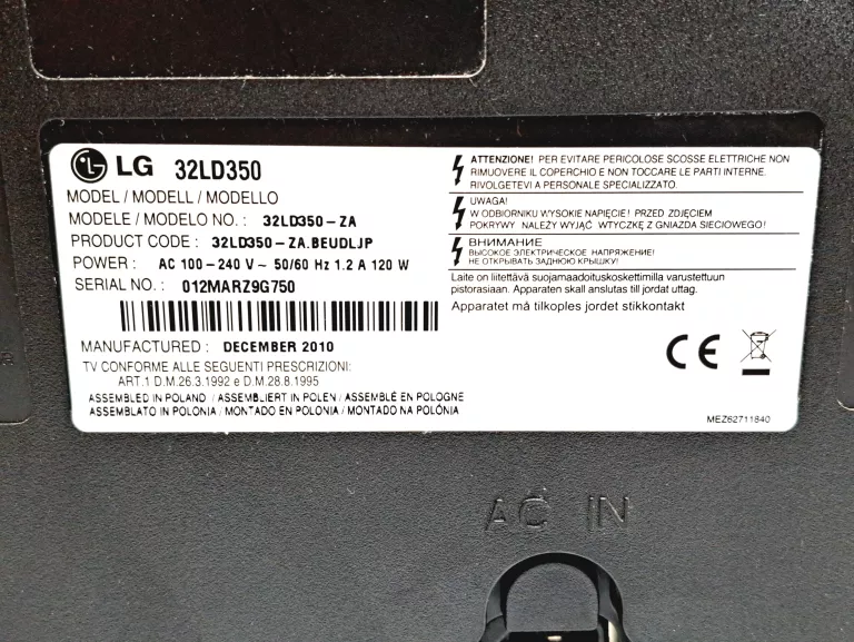 TV TELEWIZOR LG 32LD350 32 CALE + PILOT/ BRAK NOGI