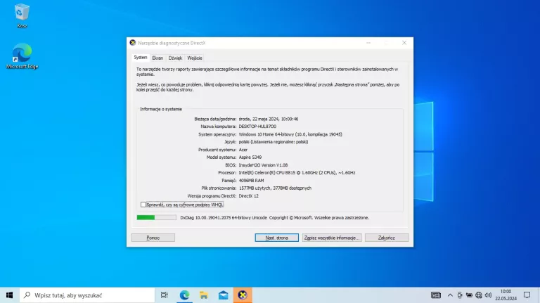 LAPTOP ACER ASPIRE 5349 15,6" CELERON B815 4GB DDR3 500GB HDD