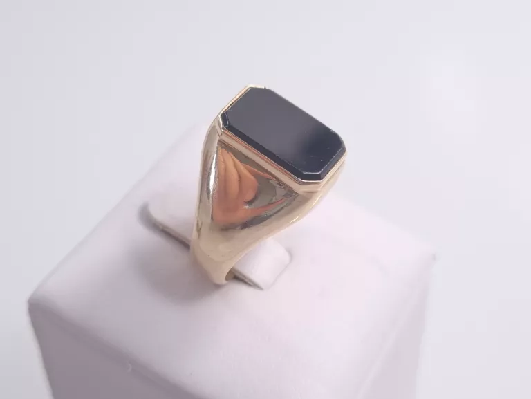 ZŁOTY MĘSKI SYGNET Z ONYKSEM 585 R17 10,52G