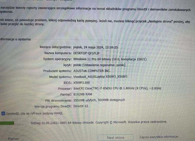 LAPTOP ASUS X509F 512GB/8GB/I7