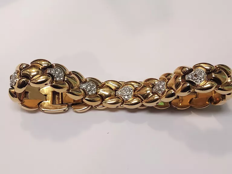 GRUBA ZDOBIONA  BRANSOLETKA ZŁOTA PRZEPIĘKNA  DŁ: 19CM  585 14K