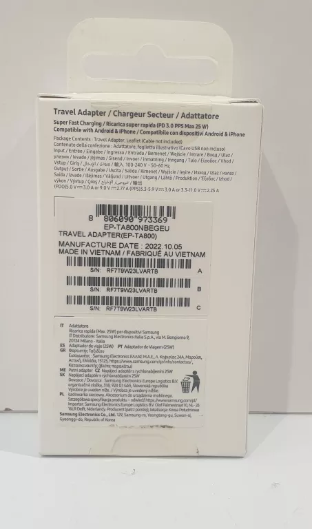 ORYGINALNA SZYBKA ŁADOWARKA SAMSUNG 25W USB TYP C