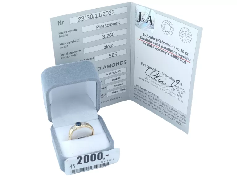 NIESPOTYKANY ZŁOTY PIERŚCIONEK PR.585 R.13 DIAMENT WYCENA