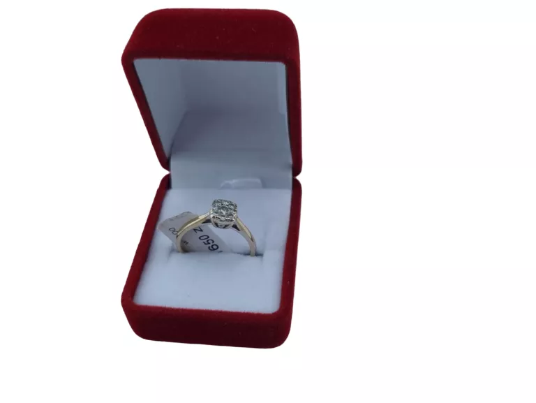 CUDOWNY ZŁOTY PIERŚCIONEK DIAMENTY 375 R.12 WYCENA