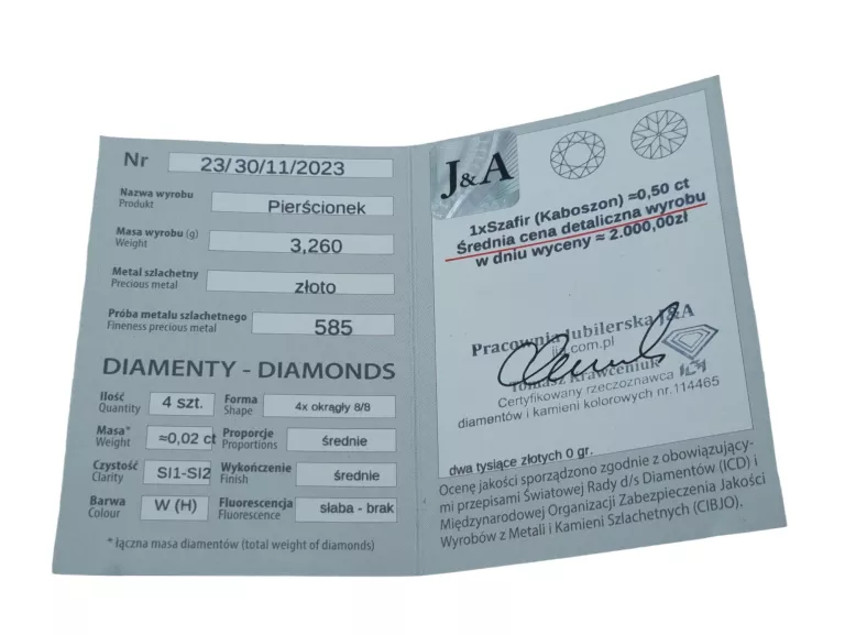 NIESPOTYKANY ZŁOTY PIERŚCIONEK PR.585 R.13 DIAMENT WYCENA