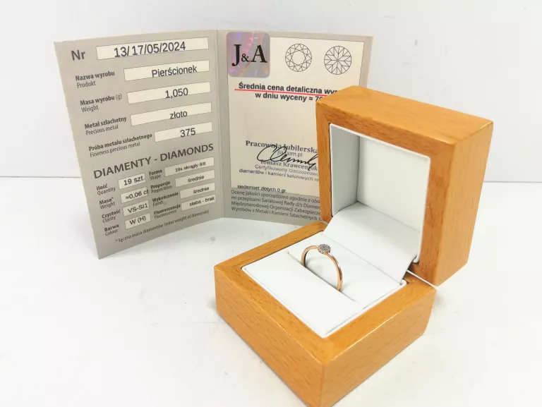 ZŁOTY PIERŚCIONEK Z BRYLANTEM 375 1,05G 0,06CT 16R