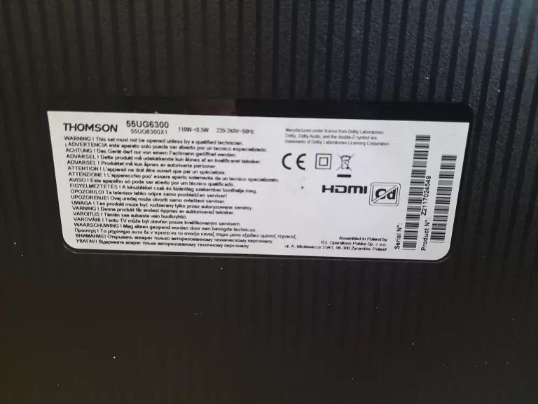 TELEWIZOR THOMSON 55UG6300 55" 4K UHD SMART TV