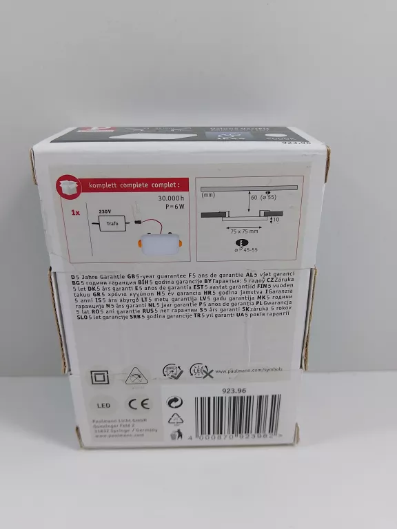 PAULMANN PLAFON BEZRAMKOWY VELUNA SQUARE VARIFIT LED 4,5W 923.96