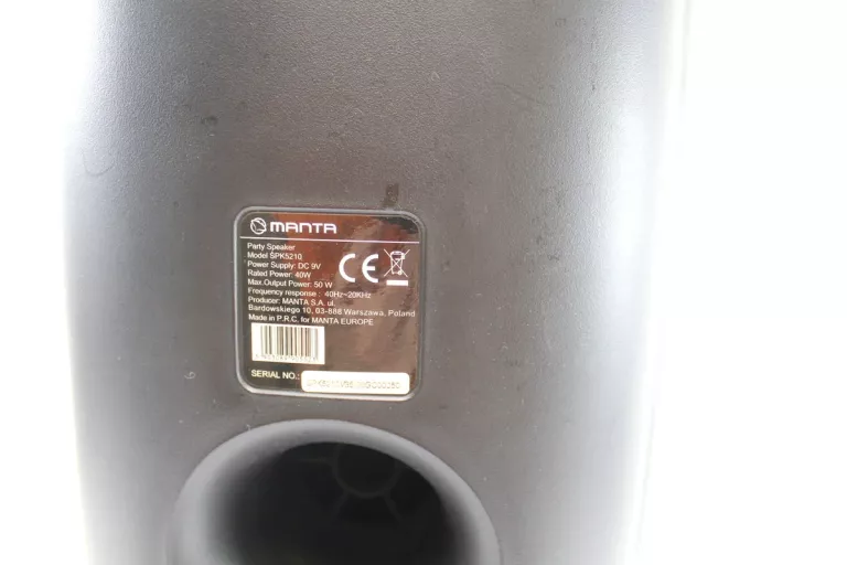 GŁOŚNIK PRZENOŚNY MANTA SPK5210 + ZASILACZ