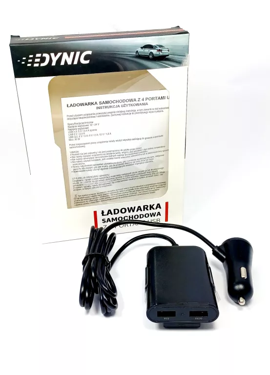 ŁADOWARKA SAMOCHODOWA Z 4 PORTAMI USB DYNIC