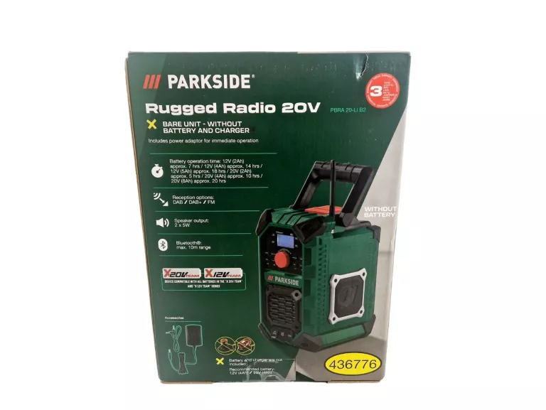RADIO BUDOWLANE PARKSIDE PBRA 20-LI B2 | DAB DAB+ FM | 20V