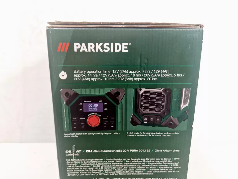 RADIO BUDOWLANE PARKSIDE PBRA 20-LI B2 | DAB DAB+ FM | 20V