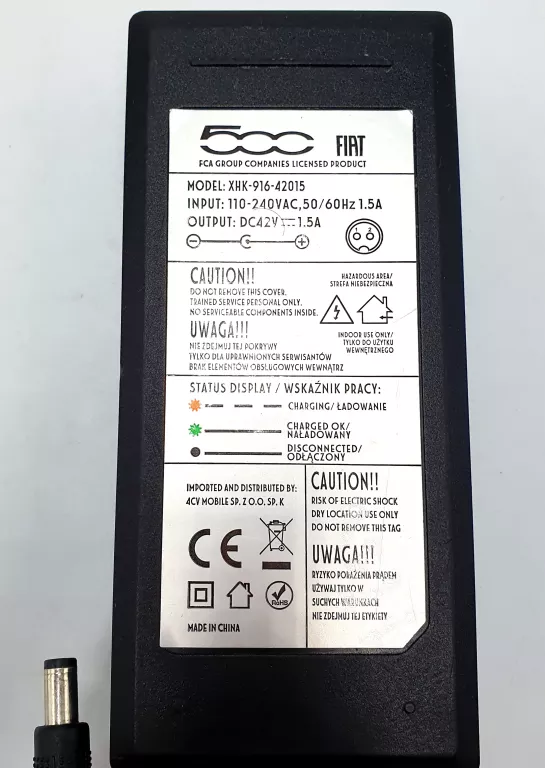 ZASILACZ DO FIAT500  42V 1.5A 63W XHK-916-42015