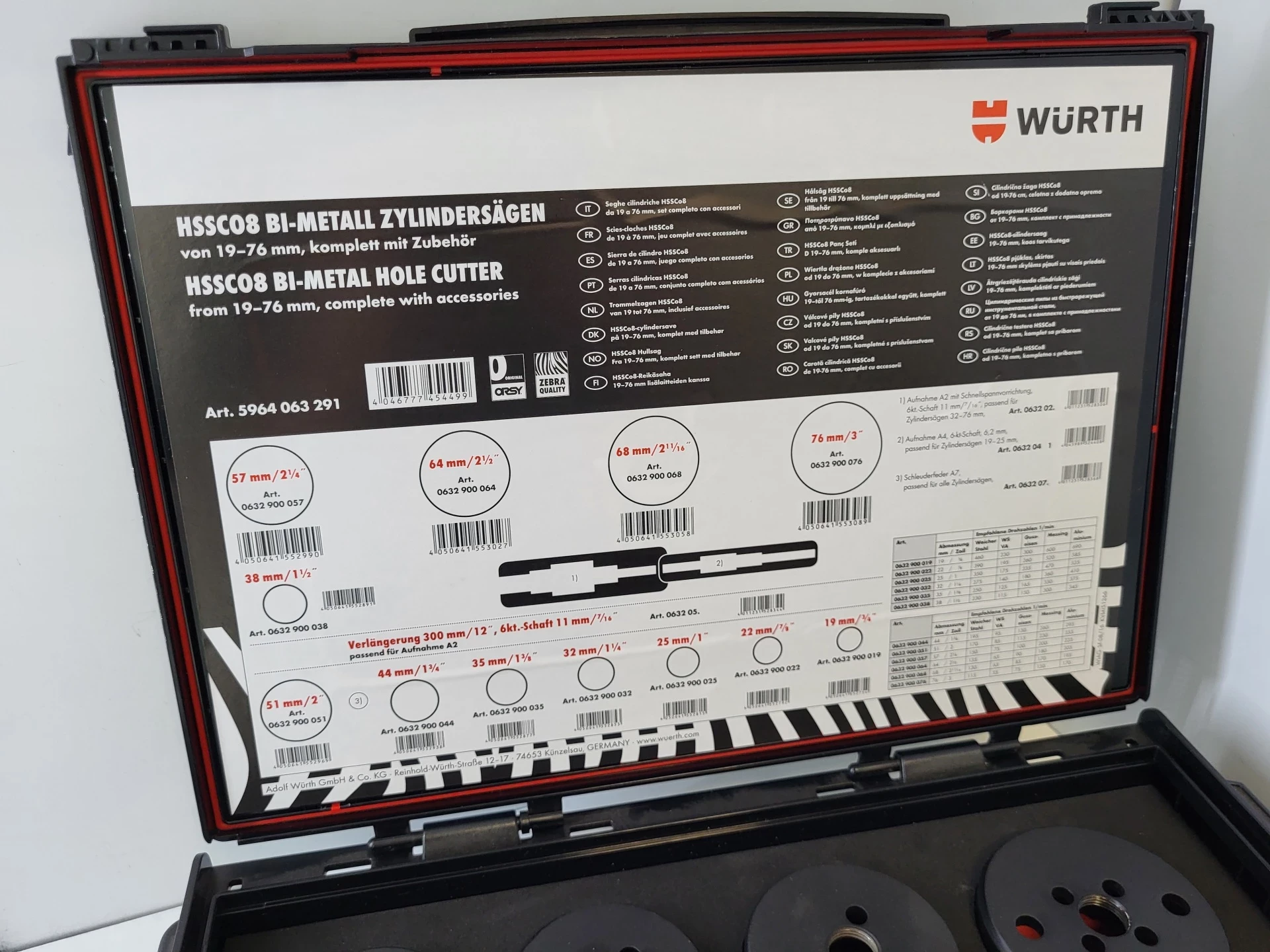 wurth-zestaw-otwornic-bimetalowych-19-76mm-pil-cylindrycznych-zebra-ean-gtin-4046777454499
