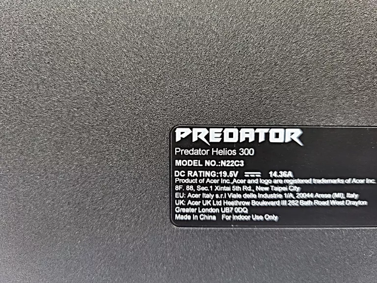 LAPTOP ACER PREDATOR HELIOS 300 N22C3 Z DOKUMENTACJA