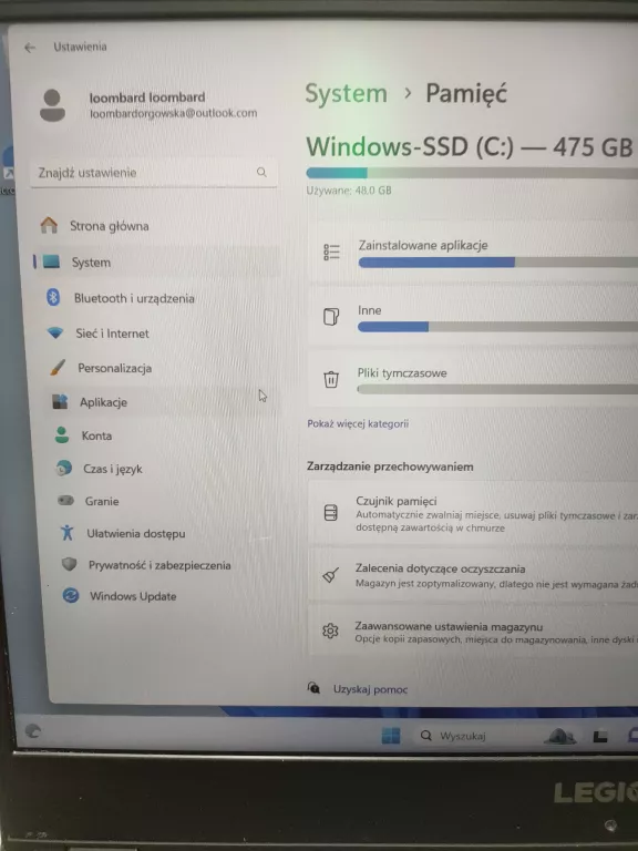 LAPTOP LENOVO LEGION Y540-15IRH-PG0 I5 9300F GTX 1650 15,6 8/512 GB+ZAS