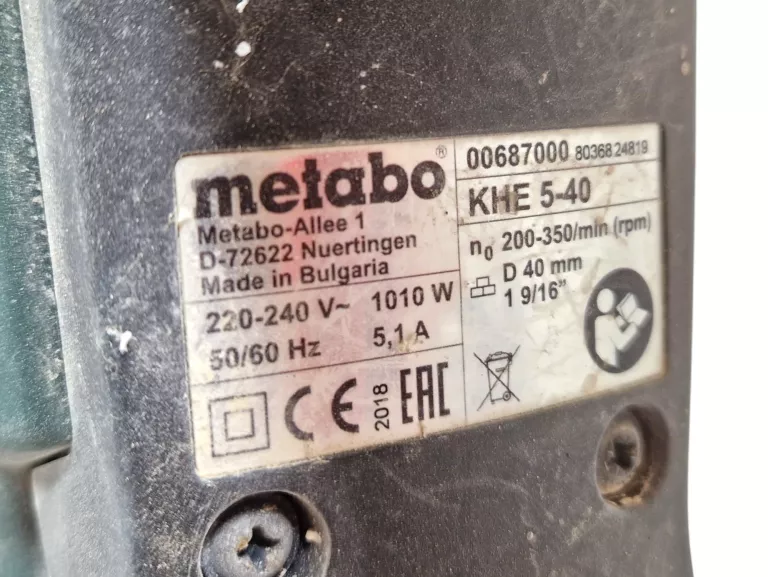 MŁOT UDAROWY SDS MAX METABO KHE 5-40 600687000 7,5J 1010W