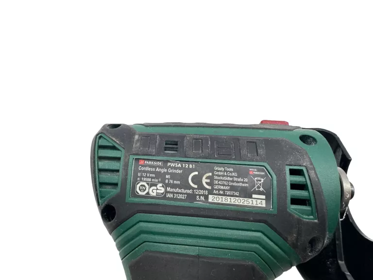 SZLIFIERKA KĄTOWA AKUMULATOROWA O76MM 12V PWSA 12 B1 PARKSIDE