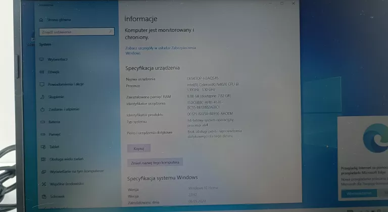 LAPTOP HP 250 G8 CELERON N4020 8/256GB