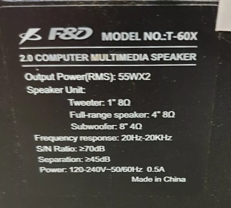 GŁOŚNIKI FENDA T-60X