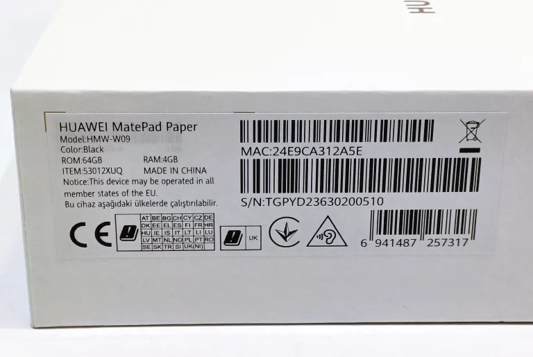 CZYTNIK E-BOOKÓW HUAWEI MATEPAD PAPER HMW-W09 4/64GB BLACK