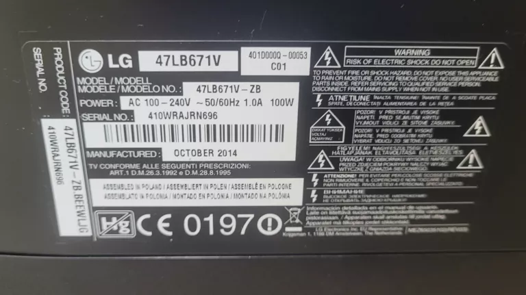 TELEWIZOR LG 47LB671V PILOT OPIS