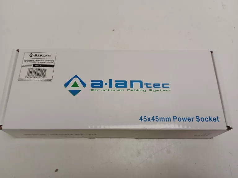 MODULARNE GNIAZDO ELEKTRYCZNE ALANTEC 2P+Z, 45X45, DATA Z KLUCZEM, CZERWON