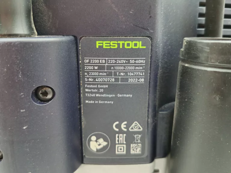 FREZARKA GÓRNOWRZECIONOWA FESTOOL OF 2200 EB-PLUS + WYPOSAŻENIE ZS-OF 2200