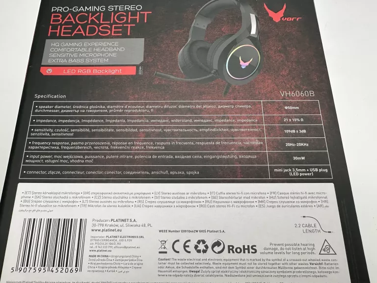 SŁUCHAWKI GAMINGOWE VARR BACKLIGHT HEADSET XBOX PC PS4