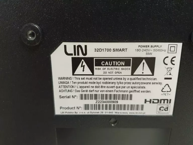 TELEWIZOR LIN 32D1700 SMART 32"