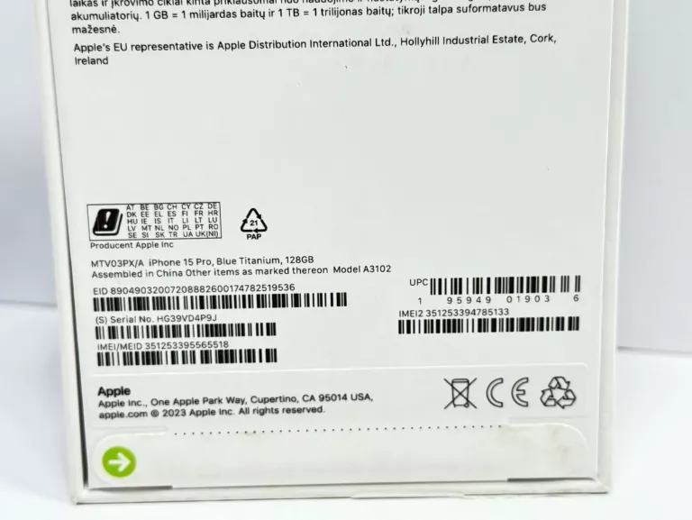 APPLE IPHONE 15 PRO 128GB BLUE TITANIUM PARAGON PLOMBY BEZ BLOKAD
