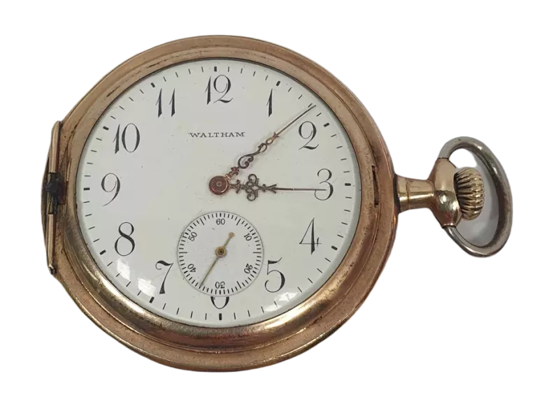 PIĘKNY POZŁACANY ZABYTKOWY ZEGAREK KIESZONKOWY AMERICAN WALTHAM 7 JEWELS