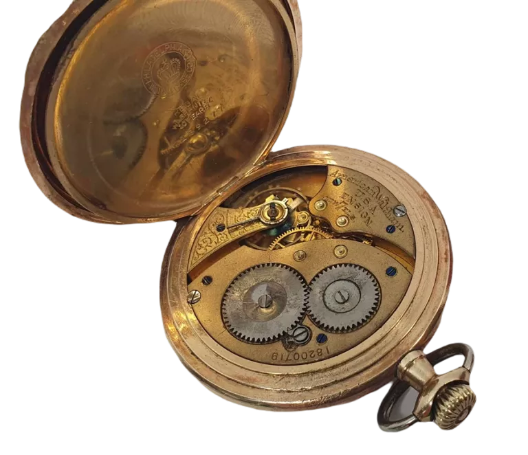 PIĘKNY POZŁACANY ZABYTKOWY ZEGAREK KIESZONKOWY AMERICAN WALTHAM 7 JEWELS