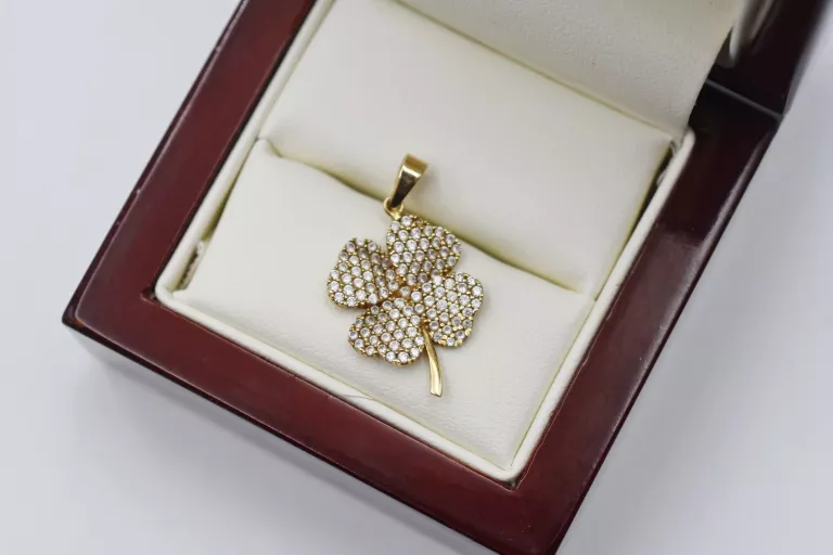 cudny-zloty-wisiorek-koniczynka-585-227g-3cm-15cm-stan-uzywany