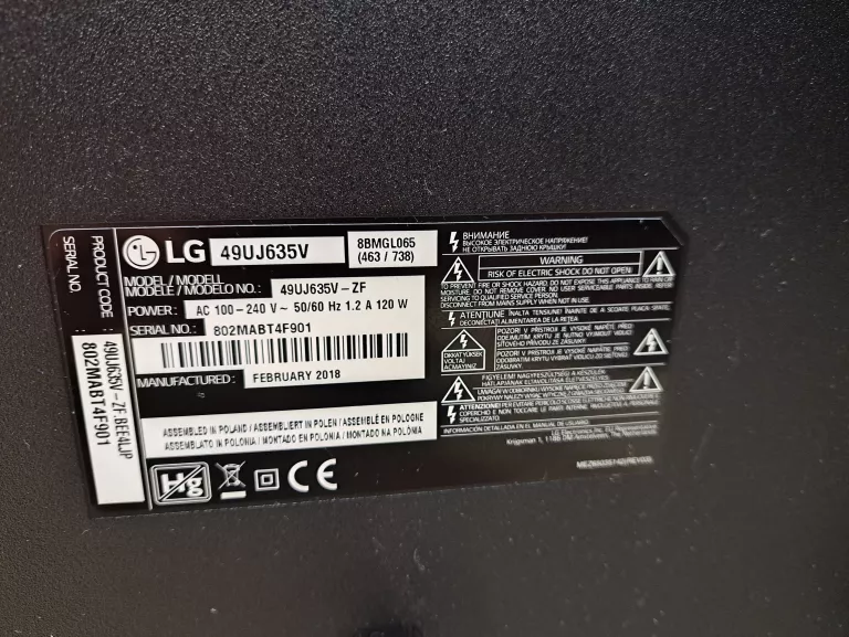 TELEWIZOR LG 49UJ635V 49'' LED 4K WEBOS