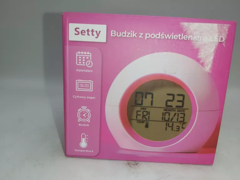 BUDZIK PODŚWIETLANY LED SETTY KOMPLET