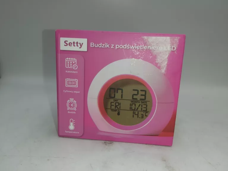 BUDZIK PODŚWIETLANY LED SETTY KOMPLET