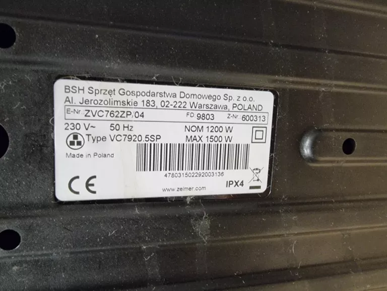 ZELMER AQUAWELT PLUS ZVC762ZP