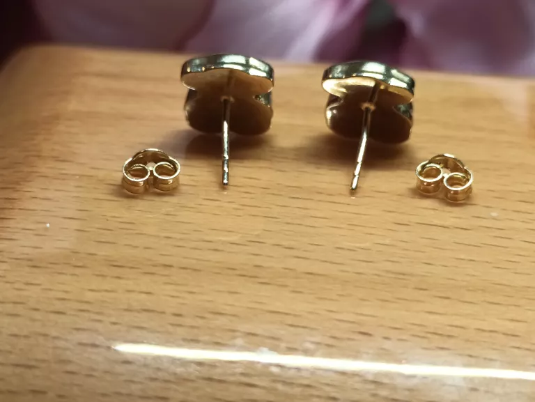 ZŁOTE KOLCZYKI MISIE Z GRANATOWĄ MASĄ 3,12GR/585