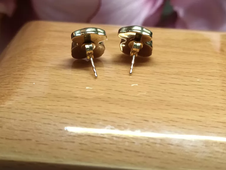 ZŁOTE KOLCZYKI MISIE Z GRANATOWĄ MASĄ 3,12GR/585