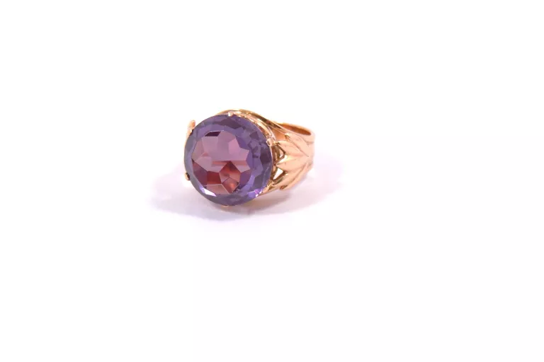PIĘKNY ZŁOTY PIERŚCIONEK Z AMETYSTEM 585 10,34G R.16