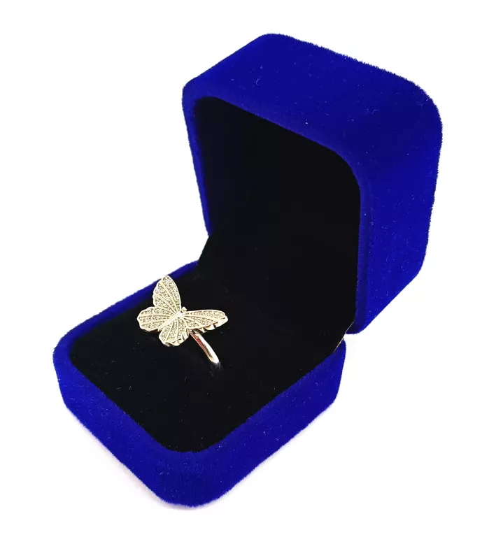 PIĘKNY SREBRNY PIERŚCIONEK MOTYL