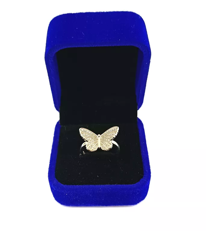 PIĘKNY SREBRNY PIERŚCIONEK MOTYL